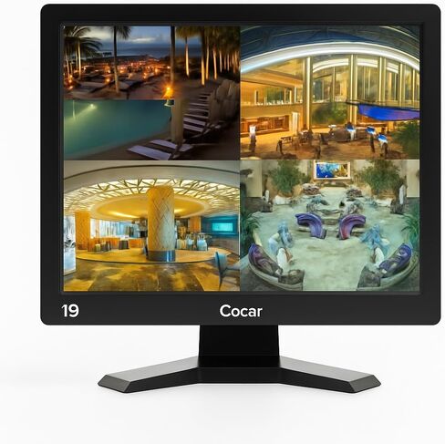 Cocar 15" CCTV BNC Monitor VGA HDMI AV, 4:3 HD Display LCD Security Screen with USB Drive Player for Surveillance Camera STB PC 1024x768 Resolution Built-in Speaker Audio in/Out in Kuwait