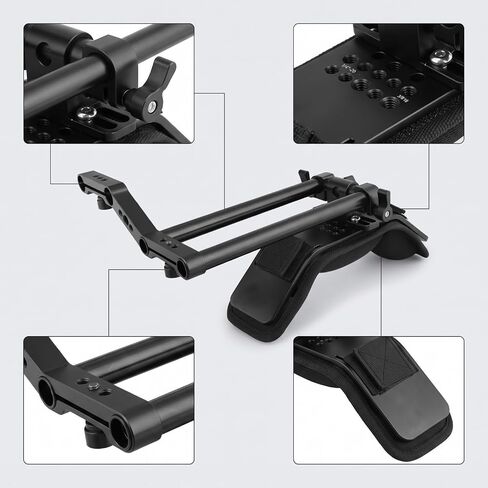 Camera Shoulder Mount Shoulder Rig Support Stabilizer Pad with 1/4-20 and 3/8-16 Mounting Plate in Aluminum Alloy Suitable for Mirrorless Cameras DSLRs Cinema Rigs Field Production in Saudi Arabia