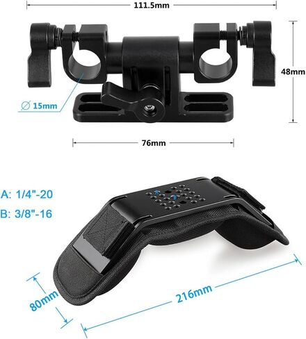 Camera Shoulder Mount Shoulder Rig Support Stabilizer Pad with 1/4-20 and 3/8-16 Mounting Plate in Aluminum Alloy Suitable for Mirrorless Cameras DSLRs Cinema Rigs Field Production in Saudi Arabia