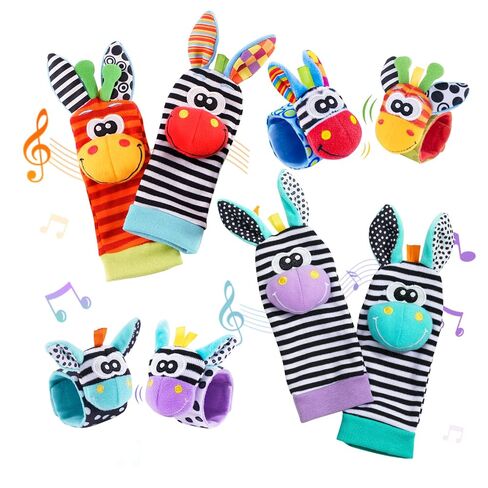 Baby Rattle Socks Set, Hand and Foot Finder Rattles Toys for Babies 0-6 Months, Infant Shower Gifts Set with Wrist Rattle Socks, Newborn Sensory Toy for Boys Girls 0-12 Months in Kuwait