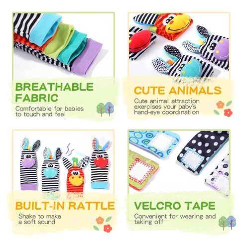 Baby Rattle Socks Set, Hand and Foot Finder Rattles Toys for Babies 0-6 Months, Infant Shower Gifts Set with Wrist Rattle Socks, Newborn Sensory Toy for Boys Girls 0-12 Months in Kuwait