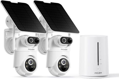 Solar Security Camera Wireless Outdoor Dual-Lens 2K(2MP Wide-Angle & 2MP PTZ) Cameras for Home Color Night Vision PIR AI Human Motion Detection in Kuwait