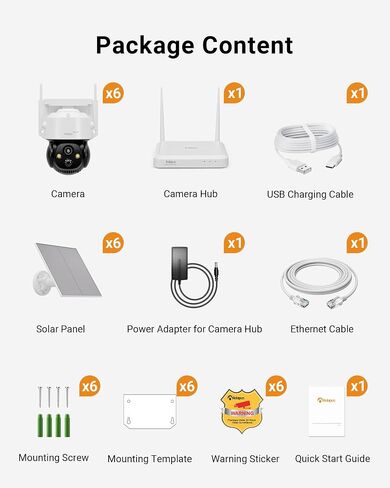 Anlapus Solar Security Camera Wireless Outdoor, 6 x 2.5K 360 Pan/Tilt Wireless Camera with Solar Panel, PIR/AI Detect, Color Night Vision, No Monthly Fee, Spotlight & Siren, 32GB Memory Card in Kuwait