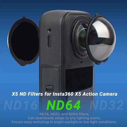 Insta 360 X5 ND64 Filter,6-Stop Light Reduction Lens,Auto-Detect,Neutral Density,Multicoated Optical Glass for X5 Action Camera Accessories(2 Pack) in Saudi Arabia