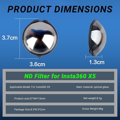 Insta 360 X5 ND64 Filter,6-Stop Light Reduction Lens,Auto-Detect,Neutral Density,Multicoated Optical Glass for X5 Action Camera Accessories(2 Pack) in Saudi Arabia