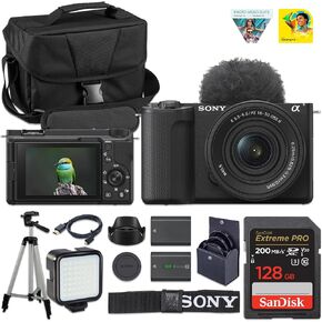 Sony ZV-E10 II Mirrorless Camera (Black) with 16-50mm f/3.5-5.6 Lens | 26MP APS-C Sensor, 4K Video & Flip Screen | for Vlogging & Content Creation + Extra Battery + 64GB Card + Camera Case in Kuwait