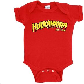 Hulkamania Wrestler Logo Red Snapsuit Infant Onesie Baby Romper (12 Months) in Saudi Arabia