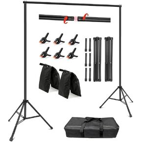 Hemmotop Heavy Duty Backdrop Stand 10×8ft - 7 Optional Widths, Easy Setup | 2 Sandbags, Load 10lbs Capacity, Carrying Bag, Outdoor Projector Screen Stand for Wedding, Birthday, Indoor Outdoor Party in Saudi Arabia