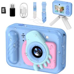 Underwater Camera for Kids - IP68 Waterproof Camera, 48MP Dual Lens, 1080P Video Recording, Toddler Camera for Pool & Beach, Ideal Christmas Birthday Gifts for Boys Girls Age 3-12 (Lignt Blue) in Saudi Arabia