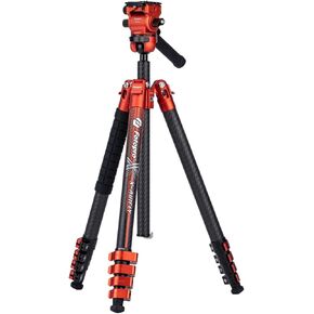 X-AIRFLY Carbon Fiber Tripod: Effortless Photography & Video Capture - Lightweight, Stable, and Expandable to 164cm - Innovative Hydraulic Pan Tilt for Most Terrain #Orange in Kuwait