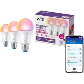 WiZ Connected Smart Light Bulbs, Sunset to Sunrise Automation + Motion Detection + Control with Voice or App, Full Color A19 60W 800LM Indoor, Matter Compatible -3 Pack in Saudi Arabia
