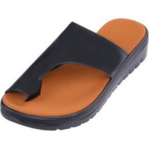 BBPM Sandals for Women Casual Summer Orthopedic Correction Leather Ring Toe Casual Bunion Slippers Summer Casual Beach Sandals Flat Heel Flip Flops,Silver,EU38/US7 in Kuwait