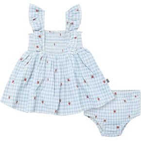 MODERNMOMENTS Baby Girls' 2-piece Ruffle Sleeve Dress W/Smocking & Diaper Cover Set in Saudi Arabia