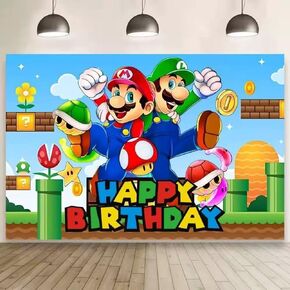 Mario Birthday Party Decorations,Happy Birthday Banner Backdrop for Birthday Party Supplies in Saudi Arabia