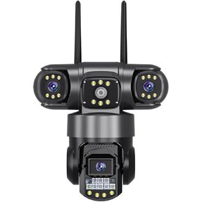 V380 Pro WiFi IP Camera Outdoor 12MP 6K Triple Lenses Triple Screens Security Video Monitor Night Vision Waterproof CCTV Cameras(EU Plug,Cam Add 128GB Card) in Kuwait