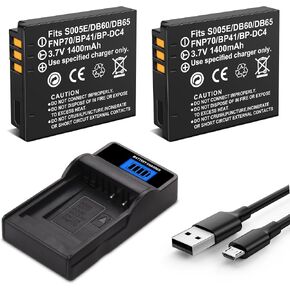 2-Pack BP-DC4 Battery, Slim Fast Charger for Leica BP-DC4, BP-DC4-U C-LUX1 | for Leica D-LUX2, D-LUX3, and D-LUX4 Upgrade Enduro Camera Battery 3.7V 1500MAH in Kuwait