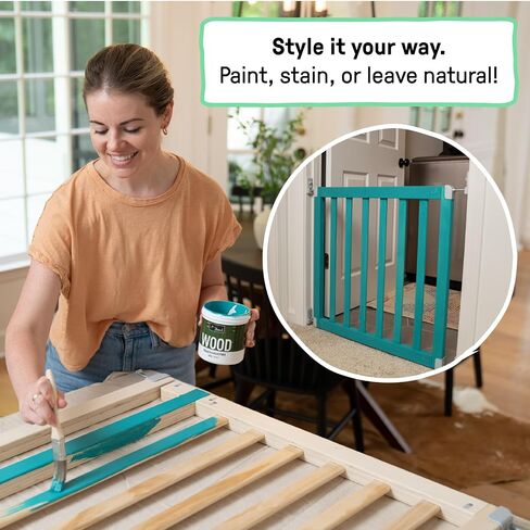 Ingenuity The Doorway 36S Series Custom Collection, Safety Pet & Baby Gate, 30"-36" Wide, 28" Tall, Pressure or Hardware Mounted, Install Wall to Wall in Doorway, Natural Wood Panels Ready for Paint in Saudi Arabia
