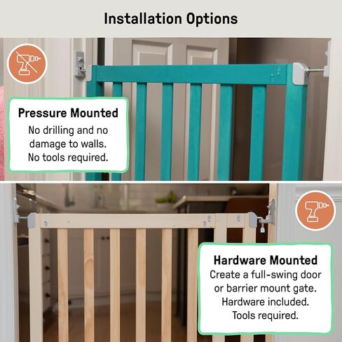 Ingenuity The Doorway 36S Series Custom Collection, Safety Pet & Baby Gate, 30"-36" Wide, 28" Tall, Pressure or Hardware Mounted, Install Wall to Wall in Doorway, Natural Wood Panels Ready for Paint in Saudi Arabia