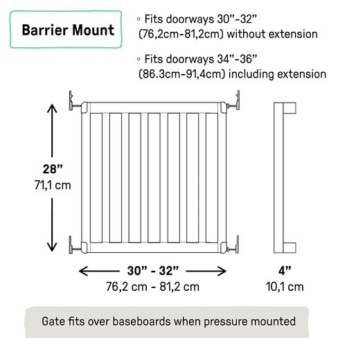 Ingenuity The Doorway 36S Series Custom Collection, Safety Pet & Baby Gate, 30"-36" Wide, 28" Tall, Pressure or Hardware Mounted, Install Wall to Wall in Doorway, Natural Wood Panels Ready for Paint in Saudi Arabia
