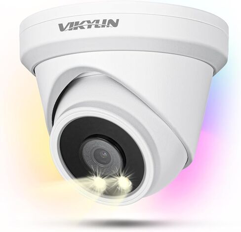VIKYLIN 8MP Full Color PoE IP Camera Outdoor, 4K PoE Turret Camera with Human Vehicle Detection, 2.8mm Lens,2 Way Talk,24/7 Full-Time Color Night Vision, IP67 Waterproof,Blue Iris, NDAA Compliant in Saudi Arabia