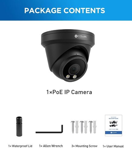 4COVR 4K 8MP PoE Security IP Camera Wired Surveillance Video, LY97AB8MA | Outdoor, with Audio, Smart Human/Vehicle Detection, 110- Wide Angle 100ft IR Night Vision, 2.8mm Lens, IP67 Weatherproof in Kuwait