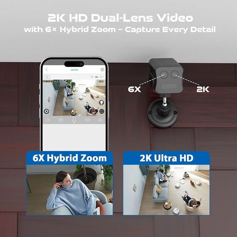 4G LTE Cellular Security Camera, Dual Lens No WiFi Security Camera | 6X Hybrid Zoom, 150° View Angle, Night Vision, Motion Detect, SIM Card Cam for Locations Without WiFi in Kuwait