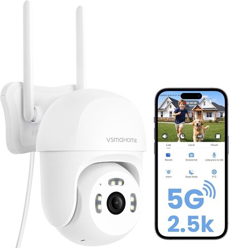 2.5K Outdoor Security Camera,Plug-in 360 PTZ Camera,24/7 Non-Stop Surveillance,Security Camera for Home AI Motion Detection,Full Color Night Vision,2-Way Audio,Cloud/SD Storage,Compatible with Alexa in Saudi Arabia