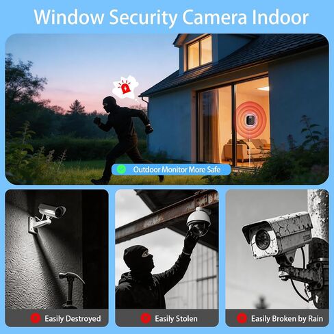 fanxiang 3MP 2K Window Camera, WiFi Bluetooth Indoor Outdoor | for Home Security, AI Color Night Vision, 24/7 Recording, 2-Way Talk, Quick Install, No Drill, RTSP/ONVIF Supported in Saudi Arabia