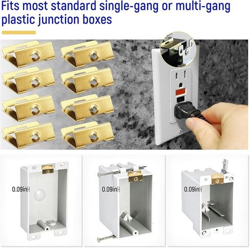 8 PACK Electrical Box Repair Clips, Provide New Threaded Mounting Points | Repair Stripped or Damaged Electrical Wall Boxes/Loose Electrical Outlets and Switches, Electrical Boxes Repair Parts in Kuwait