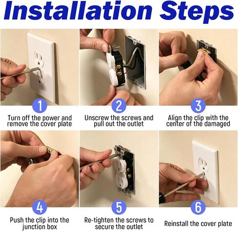 8 PACK Electrical Box Repair Clips, Provide New Threaded Mounting Points | Repair Stripped or Damaged Electrical Wall Boxes/Loose Electrical Outlets and Switches, Electrical Boxes Repair Parts in Kuwait