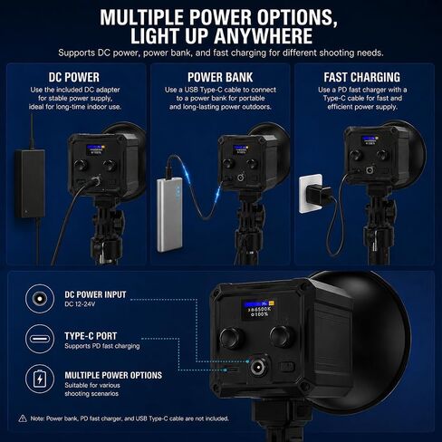 KS60R 60W Portable RGB LED Video Light, APP/Panel Control, 2700K-6500K, CRI 95+, COB Continuous Lighting for Photography, Video Recording, Studio, Live Streaming in Saudi Arabia