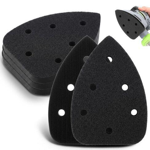 5 Pcs 6 Holes Foam Sanding Pads, Compatible with Ryobi Sander | Increasing Flexibility, Balancing Pressure, Mouse Detail Sanding Interface Pad with Hook and Loop Backing in Saudi Arabia