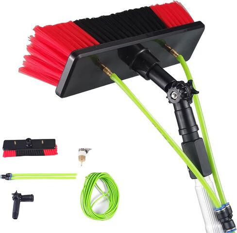 Cleaning Brush 5-12M Window Cleaning Pole, Water/Hose Fed Pole, Water Fed Telescopic Cleaner Brush,Cleaning Photovoltaic and Solar Panels（9M/30Ft Rod,50Cm Brush Head (5m/ in Saudi Arabia