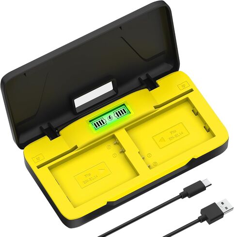 EN-EL14 EN-EL14A Battery Charger, 20W Dual Slot USB-C Quick Charger | Compatible with Nikon D3100 D3200 D3400 D3300 D3500 D5100 D5200 D5300 D5600 Df DSLR Coolpix P7000 P7100 Digital SLR Cameras in Saudi Arabia