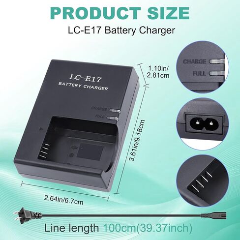 LC-E17 LP-E17LC-E17E Battery Charger Compatible with Canon EOS Rebel T7i T6i T6s SL3 SL2 77D 8000D 800D 760D 750D 200D M6 M5 M3 Kiss X8i DSLR Cameras in Kuwait