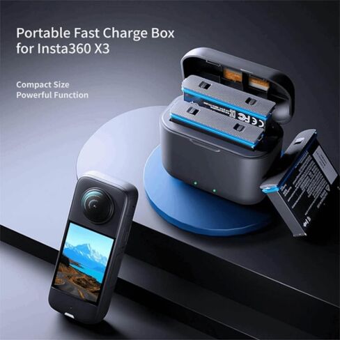 2 Channel Battery Charging Storage with LED Indicato Easy to Carry Fast Hub Battery Charging Station for Insta360 X3 Batteries Storage in Saudi Arabia