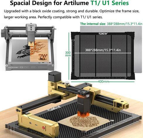 Skouphy Heat-Resistant Coating Honeycomb Laser Bed, 400x300mm Honeycomb Durable Steel Honeycomb Panel Table 15.7"x11.8"for Artilume T1 U1 and Other Machines in Saudi Arabia