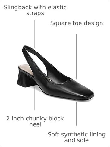 Juliet Holy Women's Slingback Low Chunky Heels Pumps Closed Square Toe Block Heel Slip On Party Dress Work Shoes Black in Saudi Arabia