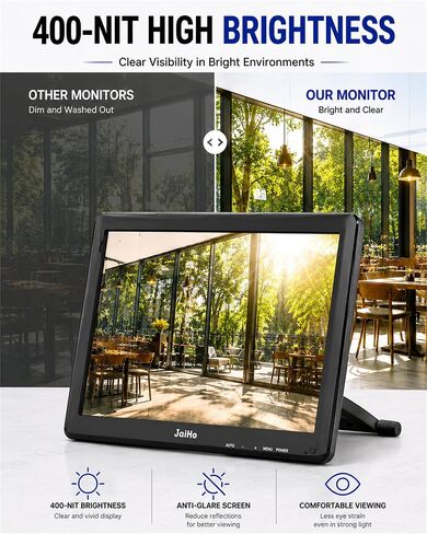 15-Inch Touchscreen Monitor, 1024x768 HD 4:3 Aspect Ratio LCD Display, BNC HDMI VGA AV USB Input, 400cd/m² High Brightness Touch Screen for POS Kiosk Industrial Security, Built-in Speakers in Saudi Arabia