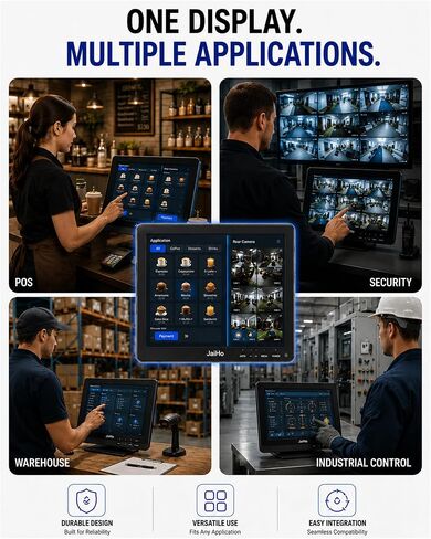15-Inch Touchscreen Monitor, 1024x768 HD 4:3 Aspect Ratio LCD Display, BNC HDMI VGA AV USB Input, 400cd/m² High Brightness Touch Screen for POS Kiosk Industrial Security, Built-in Speakers in Saudi Arabia