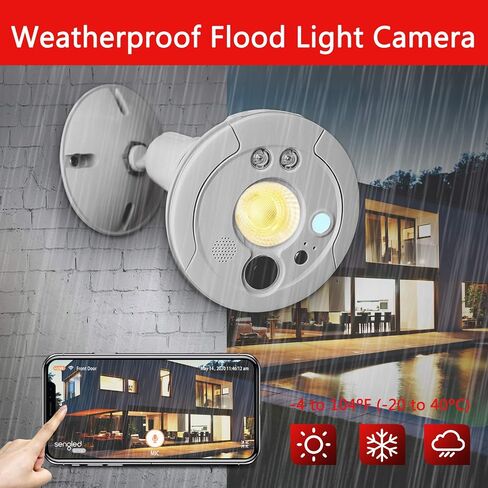 Sengled Floodlight Camera with Motion Sensor Light, Outdoor Security Camera 1080P, Floodlight Security Camera Waterproof, WiFi Camera Outdoor Home Security, Night Vision 2-Way Talk, 2nd Gen, 1pk in Saudi Arabia