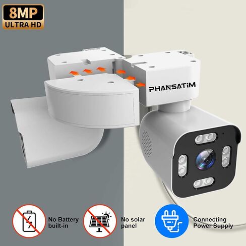 8MP Smart Wireless 2.4Ghz Wifi Security Camera Indoor & Outdoor,Dual Lens PTZ Surveillance Cameras Inside And Outside,AI Motion Detection,waterproof IP66,360° panoramic outer corner mounting in Kuwait