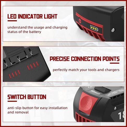 2 Pack 18V 6.0Ah Battery Replacement for Bosch 18V Battery, Compatible with Bosch 18V Battery BAT609 BAT609G BAT618G BAT619 Cordless Power Tools in Kuwait