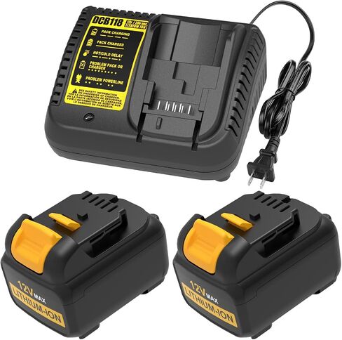 2 Pack 6.0Ah Replacement for Dewalt 12V Battery and Charger Compatible with Dewalt 12V Battery DCB120 DCB121 DCB122 DCB123 Cordless Tools in Saudi Arabia