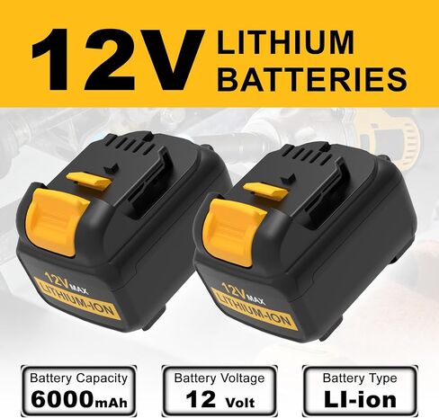 2 Pack 6.0Ah Replacement for Dewalt 12V Battery and Charger Compatible with Dewalt 12V Battery DCB120 DCB121 DCB122 DCB123 Cordless Tools in Saudi Arabia