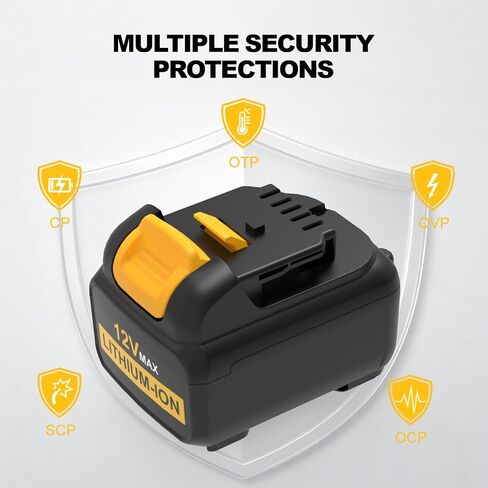 2 Pack 6.0Ah Replacement for Dewalt 12V Battery and Charger Compatible with Dewalt 12V Battery DCB120 DCB121 DCB122 DCB123 Cordless Tools in Saudi Arabia