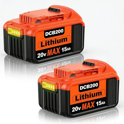 2Packs 20V 15Ah Replacement for Dewalt 20V Max Battery,Compatible with Dewalt 20 Volt Lithium Battery DCB200 DCB206 DCB207 DCB201 DCB204 Series Power Tools in Saudi Arabia