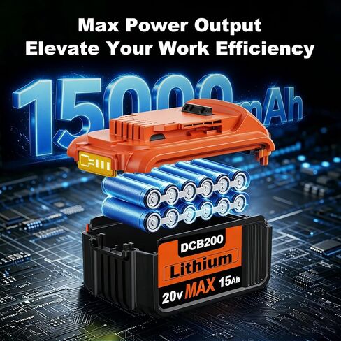 2Packs 20V 15Ah Replacement for Dewalt 20V Max Battery,Compatible with Dewalt 20 Volt Lithium Battery DCB200 DCB206 DCB207 DCB201 DCB204 Series Power Tools in Saudi Arabia