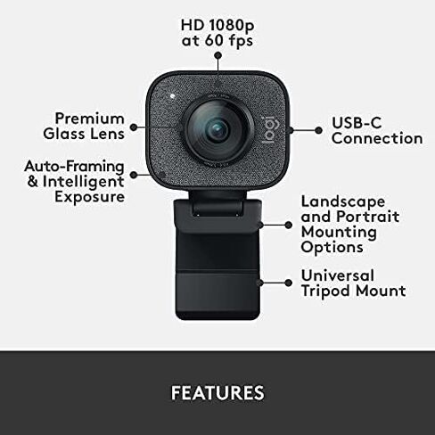 Logitech Litra Glow Premium LED Streaming Light with TrueSoft and Logitech StreamCam, Graphite for Creators and Streamers in Saudi Arabia