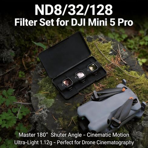 ND Filter Set for DJI Mini 5 Pro, ND8/ND32/ND128, 3-Pack Neutral Density Filters, HD Optical Glass, Anti-Scratch Coating, Aerial Photography in Saudi Arabia